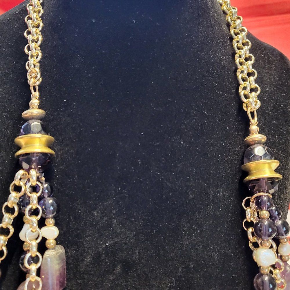Amethyst Beaded Multi-Strand Statement Necklace - image 2